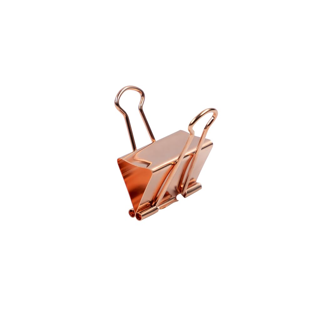 JAM PAPER Colorful Binder Clips - Large - 1 1/2 Inch (41 mm) - Rose Gold Binderclips - 12/Pack