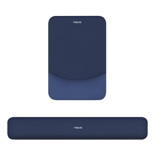 MOSISO Wrist Rest Support Mouse Pad & Keyboard Set, Navy Blue