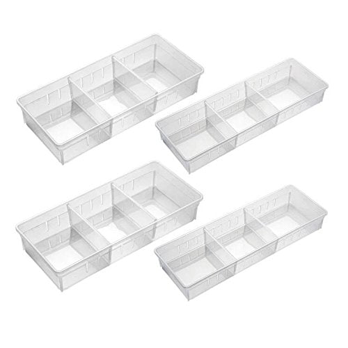 Chris.W Desk Drawer Organizer Tray with Adjustable Dividers, Multi-Drawers for Makeups, Utensil