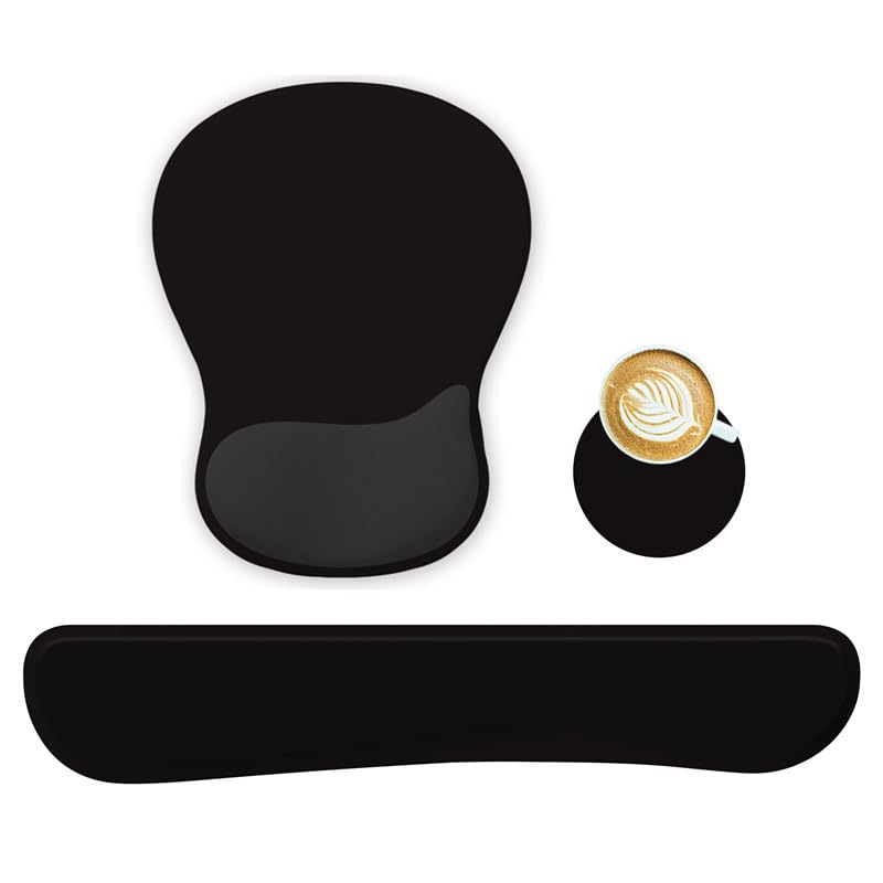 WINTOJO Wrist Rest Support for Mouse Pad Keyboard Set Circle Coaster Gaming Mouse Pad Ergonomic Gel