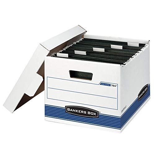 Bankers Box 4-Pack HANG'N'STOR Medium-Duty File Box, Letter, FastFold