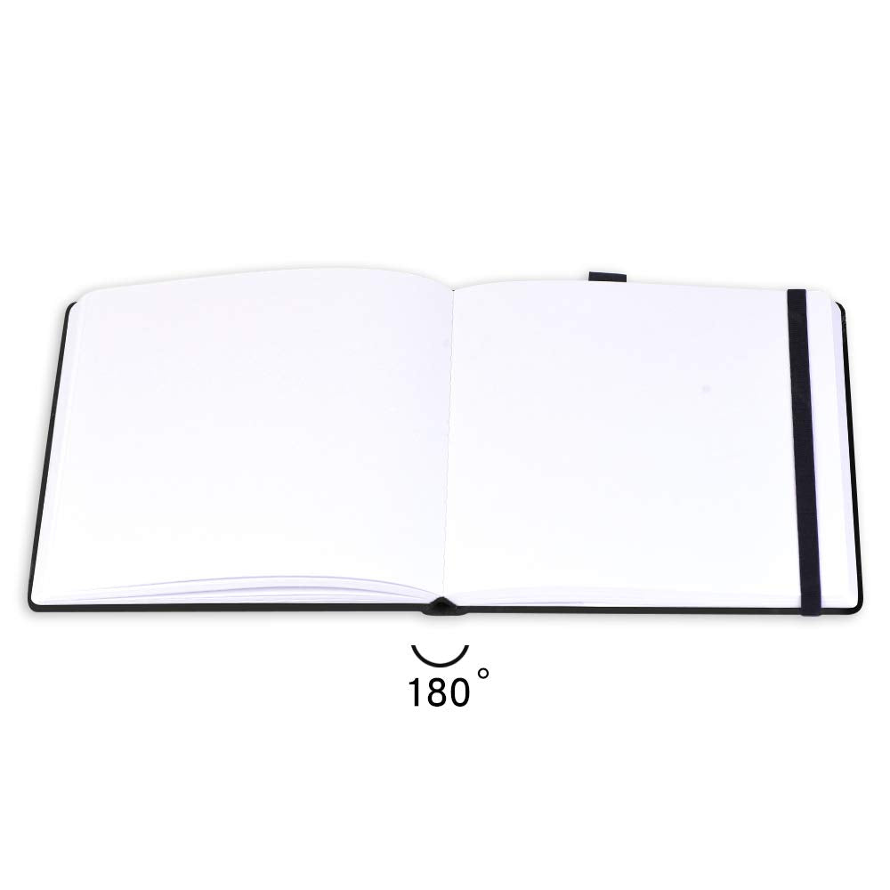 Mifuner Square 8.2x 8.2 165gsm Colored pencil paint Journal Hardbound 128pgs（64 Sheets Front Back