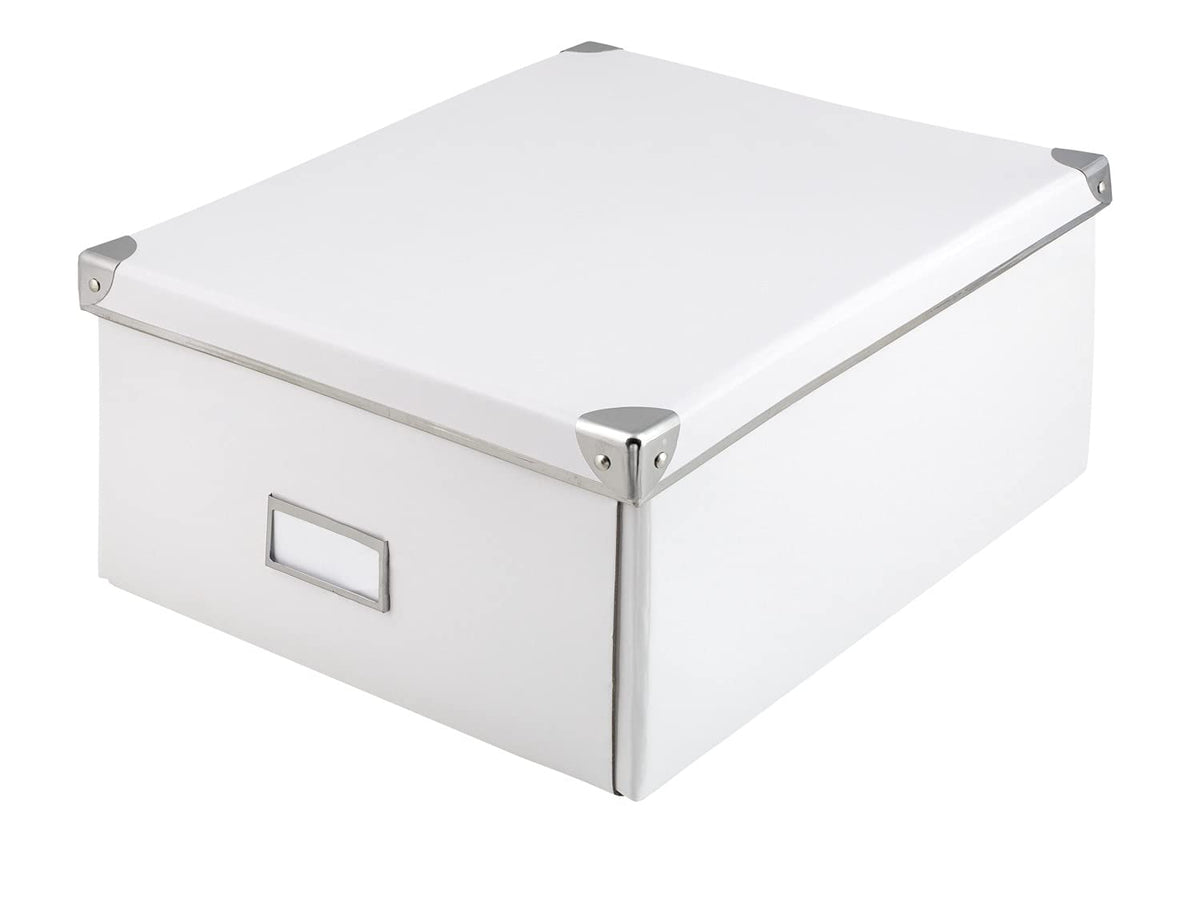 Idena storage box made of solid cardboard, lid reinforced with metal, including labelling field