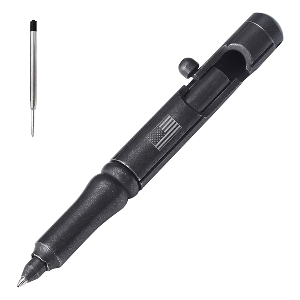Cool Hand 5.1'' Bolt Action Tactical Pen,Cannon Style Stylus,USA Flag Logo