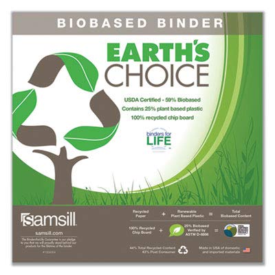 Samsill Plant-Based 3 Inch Durable D-Ring, View Binder, Eco-Friendly, USDA Certified Biobased