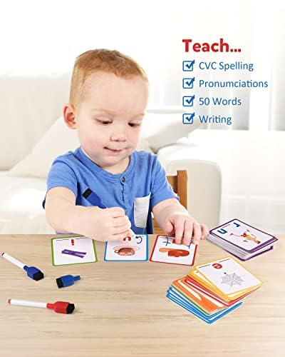 Coogam CVC Sight Words Flashcards, Short Vowel Spelling Game, Preschool Kids Learning Sight Words