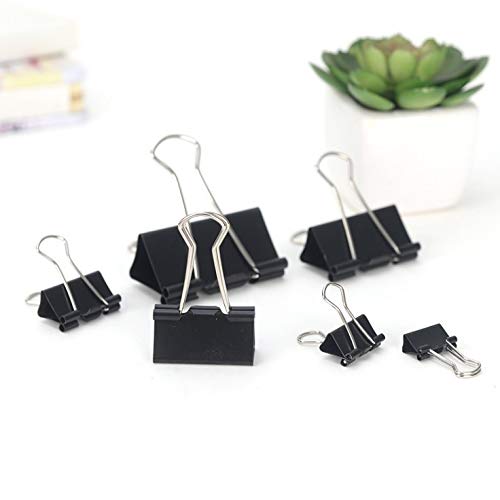 Zoohot Binder Clips Paper Clamps Assorted Sizes 48 Count, 41mm, 32mm, 25mm, 19mm (Black)
