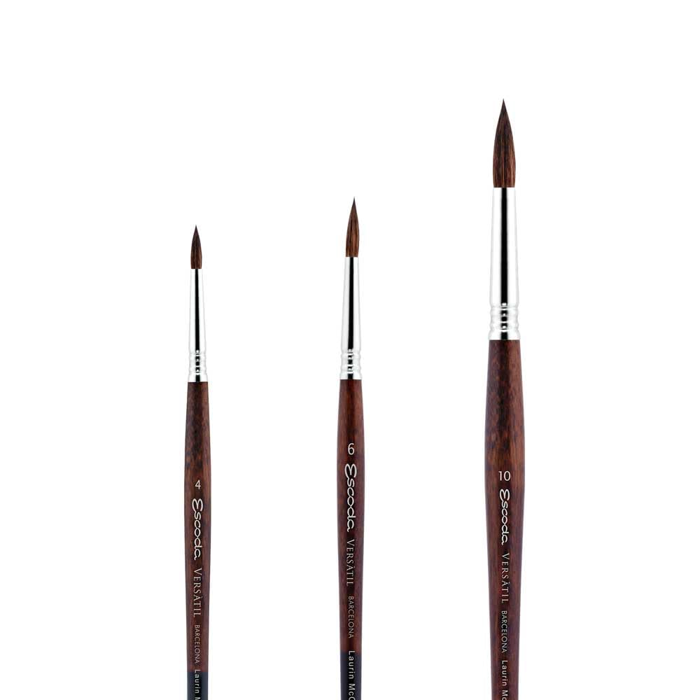 Escoda Signature Series Artist Watercolor Brush Set, Laurin Mccracken Set #1, Versatil Synthetic