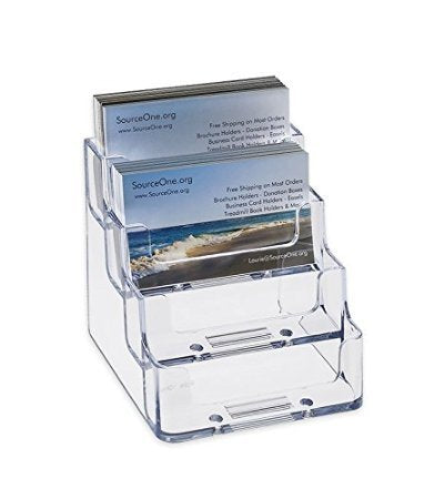 SOURCE ONE 4 Pocket Clear & Black Acrylic Business Card Holder
