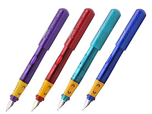 Pelikan Pelikano Jr. Fountain Pen, Left-Handed, Asstd Color May Vary, 1 Pen w/6 Blue Ink Cartridges