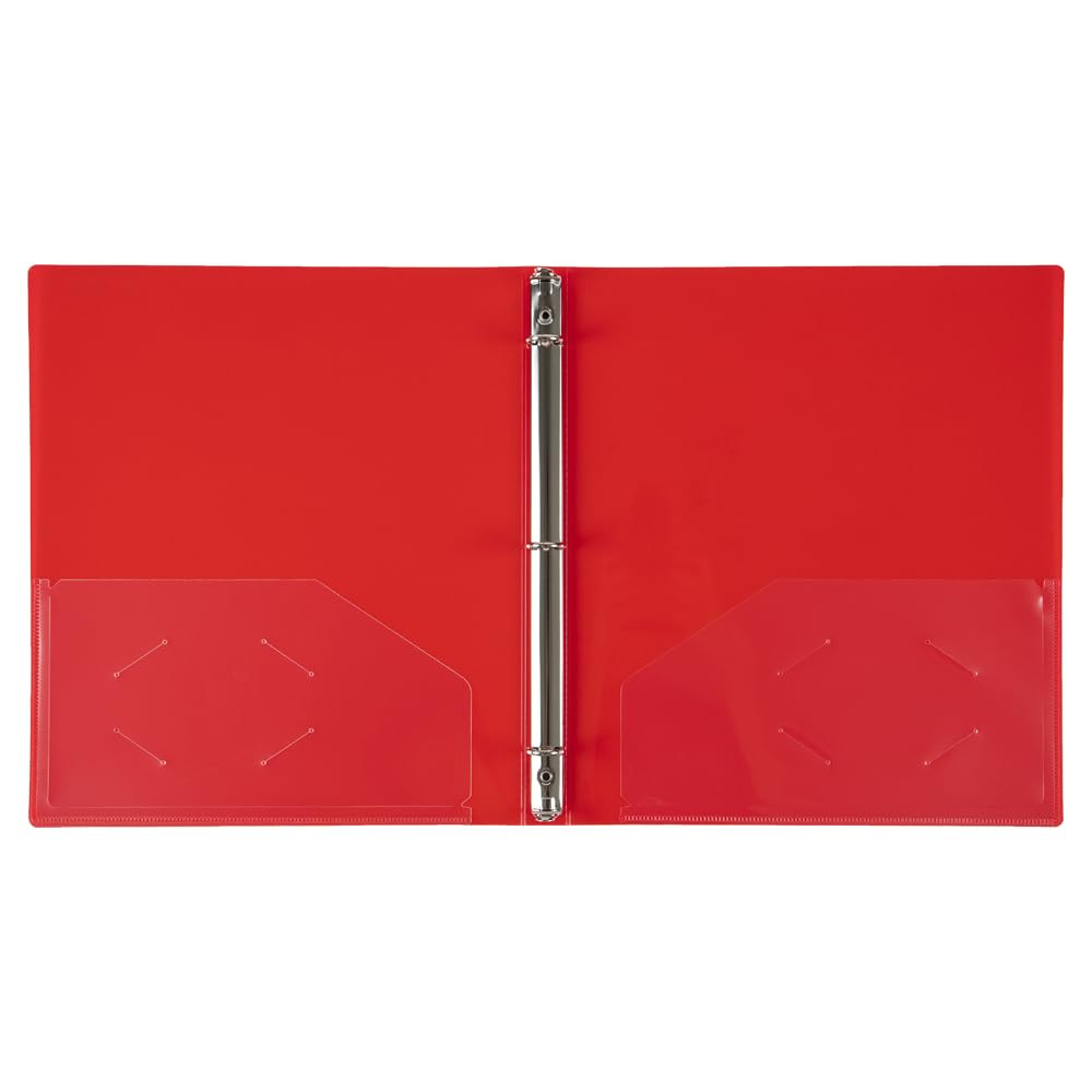 JAM PAPER Plastic 0.5 inch Binder - Red 3 Ring Binder - Sold Individually
