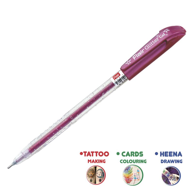 Aeiniwer Xtra Sparkle Glitter Gel 10 Colours Xtra Sparkle Gel Pen by Flair (Pack Of Five = 50 Pens)