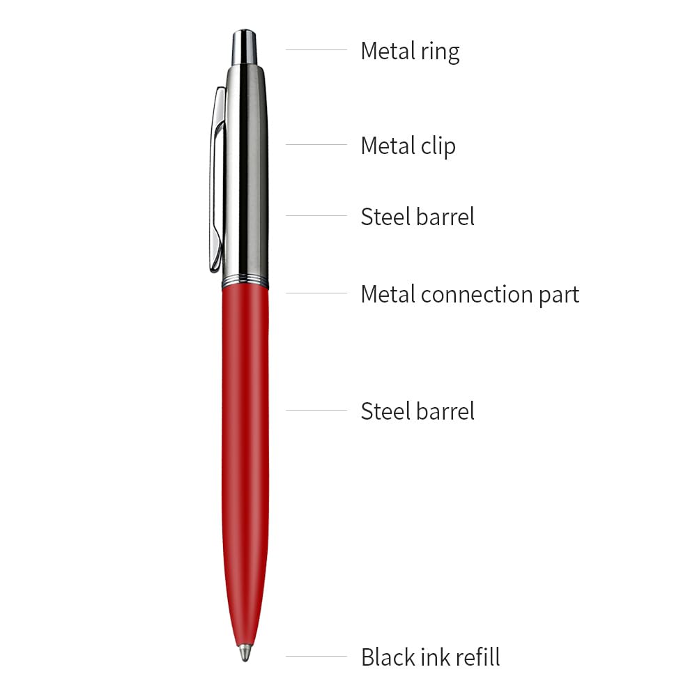 ChaoQ 6 Pcs Retractable Metal Ballpoint Pens, for Gift, Business, Office