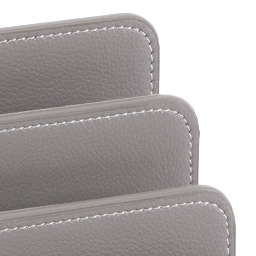 OSCO Faux Leather Mail Sorter & Envelope Organiser – Desk File Storage Stand with Display Slots