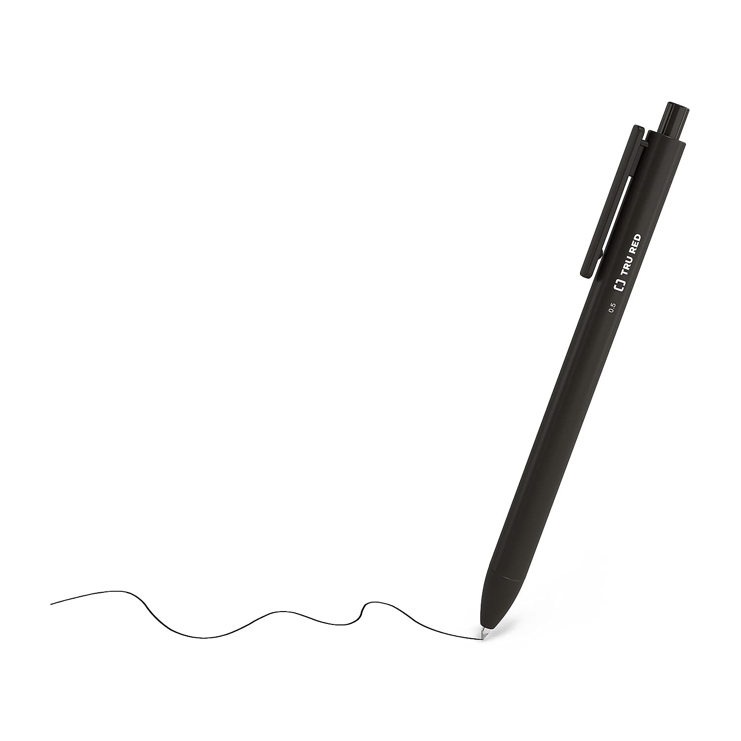 TRU RED Retractable Gel Pens, Fine Point 0.5mm, Black Ink, 24-Pack