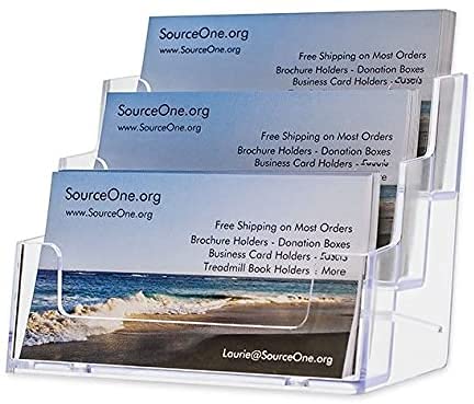 SOURCE ONE 3 Pocket Premium Clear Acrylic Business Card Holder (2 Pack)