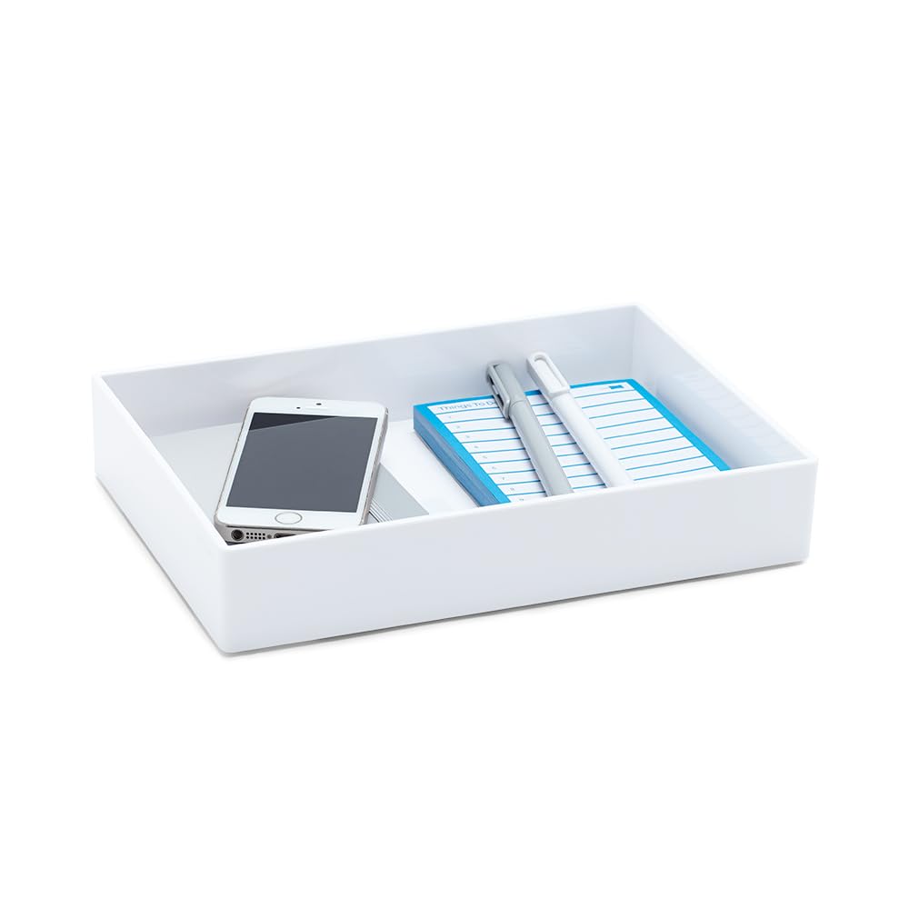 Poppin Stackable Medium Accessory Tray - Modular Lacquer Desk Trays for Office Organization