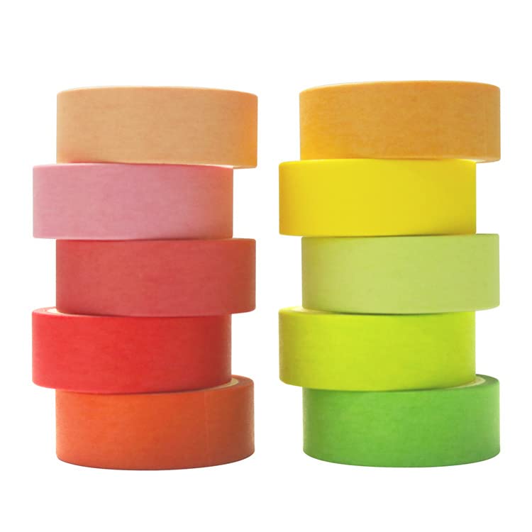 Baijixin Washi Tape Set 20 Rolls - 15 mm Rainbow Colors Decorative Tape