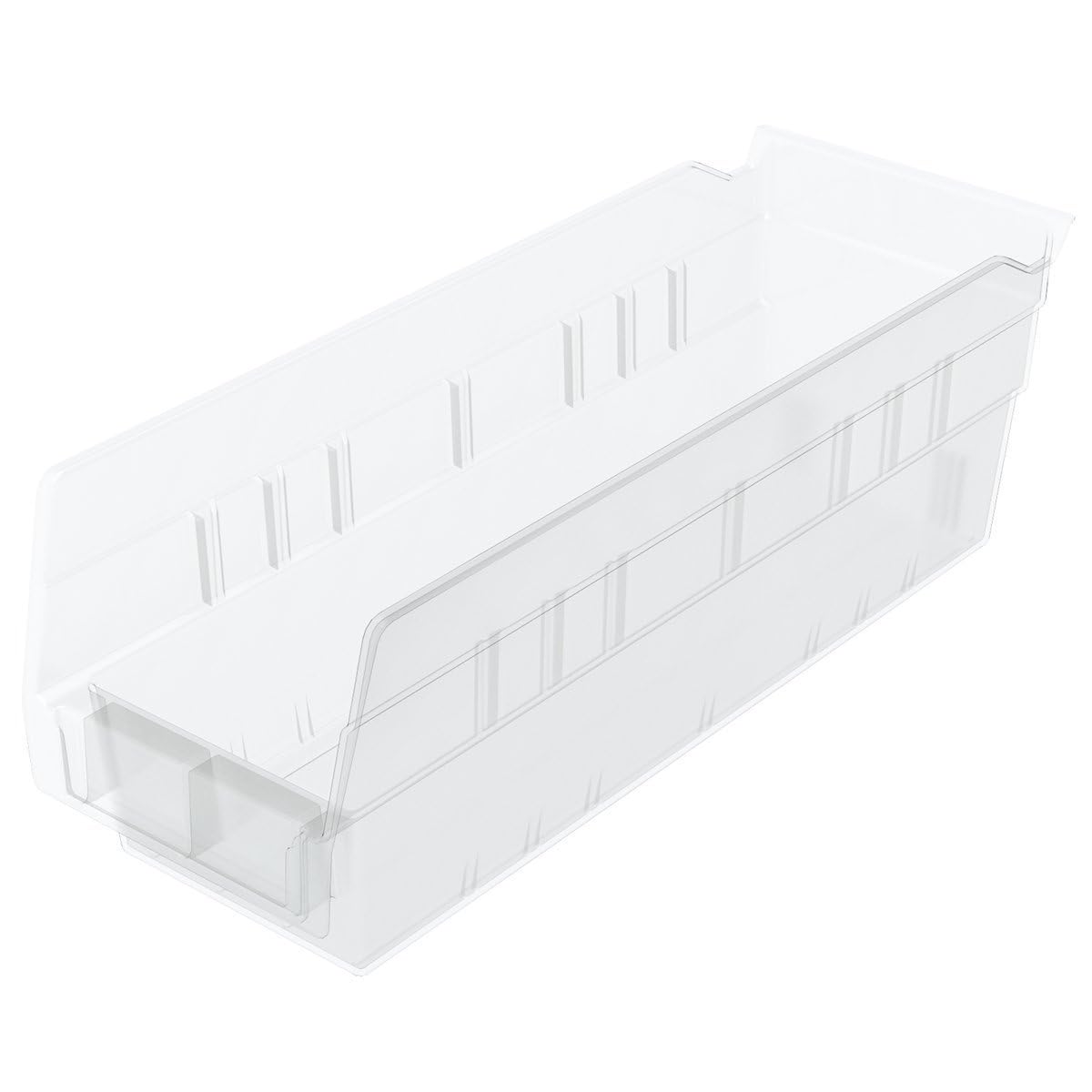 Akro-Mils 30120 Heavy Duty Plastic Shelf Bins, 12"x 4"x 4", Clear, 24-Pack