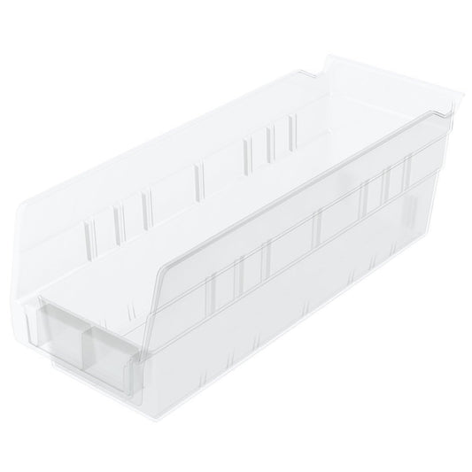 Akro-Mils 30120 Heavy Duty Plastic Shelf Bins, 12"x 4"x 4", Clear, 24-Pack