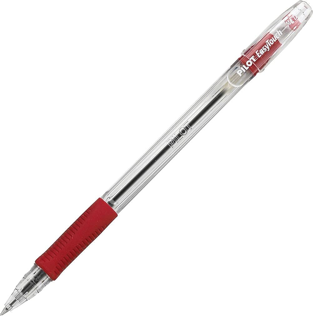 PILOT EasyTouch Ballpoint Stick Pens, Medium Point, Red Ink, 12-Pack (32012)