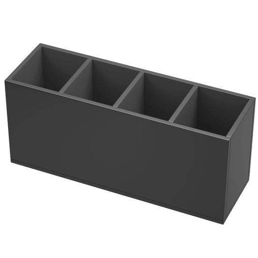 NIUBEE Acrylic Pen Holder 4 Compartments, Black Pencil Organizer Cup for Countertop Desk Accessory