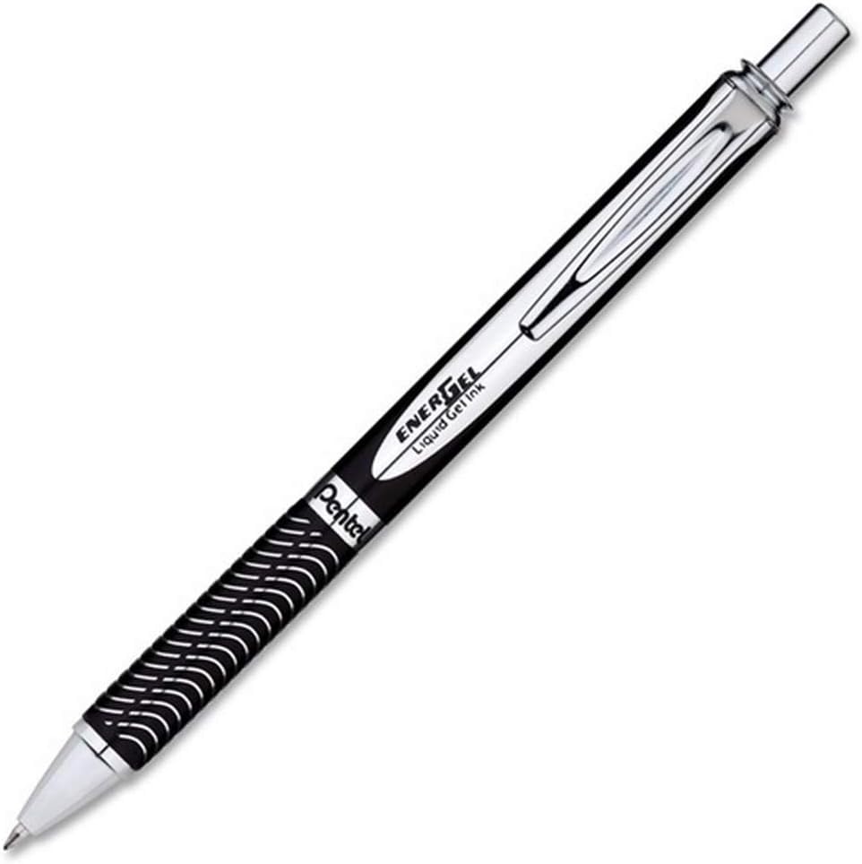 Pentel Energel Alloy Retractable Gel Ink Pen, 0.7mm, Black Ink Pen, 2 Pack