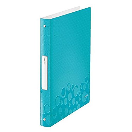 Leitz 4 Ring Binder, Holds up to 190 Sheets, Wow Range, 25 mm Spine, 42580051 - A4, Ice Blue
