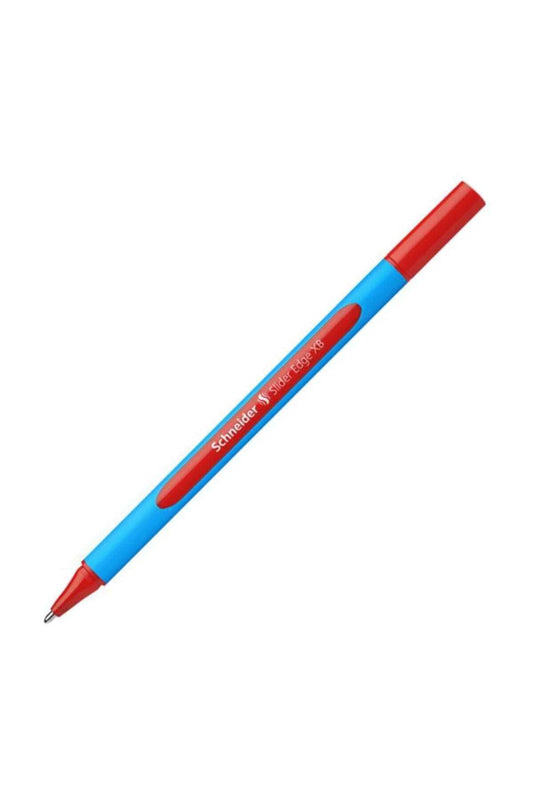 Schneider Slider Edge XB (Extra Broad) Ballpoint Pen, 1.4 mm, Light Blue Barrel, Red Ink, Box of 10