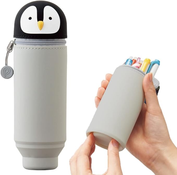 LIHIT LAB Kawaii Japanese Penguin Stand Up Pencil Case For School Office College, Cute School
