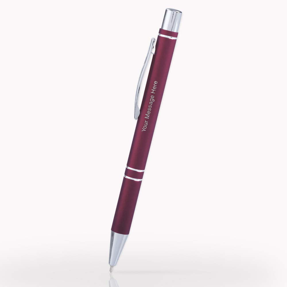 10 Custom Laser-Engraved Metal Ballpoint Gel Ink Pens - Free Personalization - Great for Birthdays