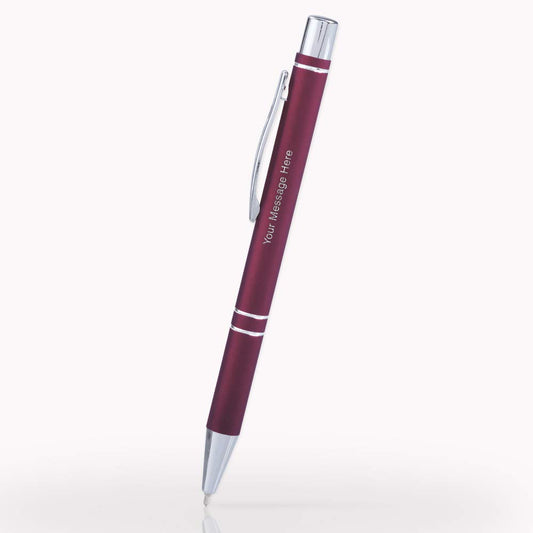 10 Custom Laser-Engraved Metal Ballpoint Gel Ink Pens - Free Personalization - Great for Birthdays