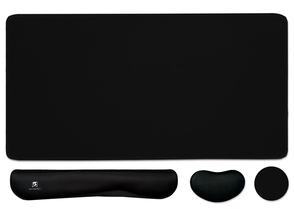 4-in-1 Large Gaming Mouse Pad, Keyboard Wrist Rest Pad & Wrist Support Mousepad Set, Extended Desk
