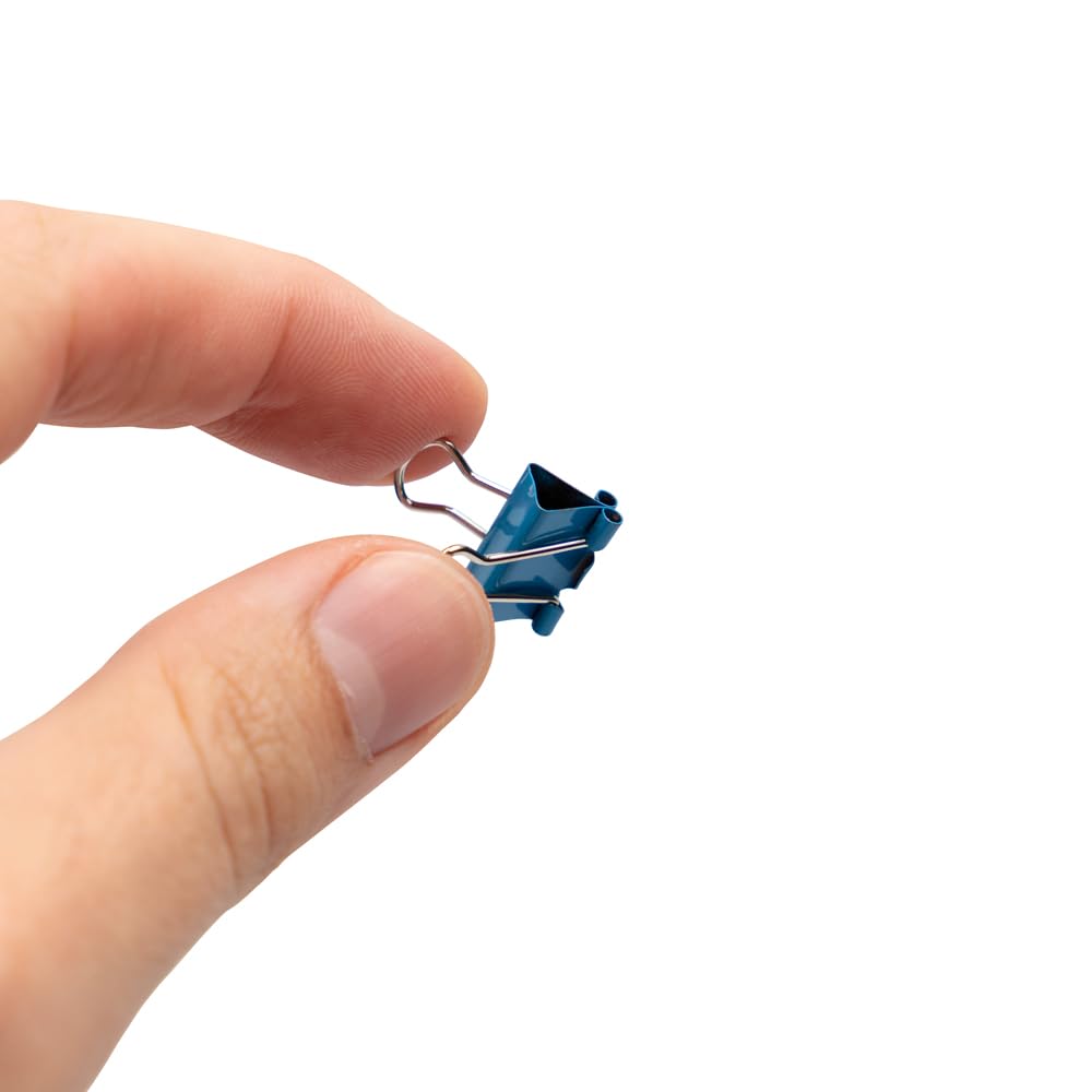 JAM PAPER Colorful Binder Clips - Extra Small - 3/5 Inch (15 mm) - Blue Binderclips - 30/Pack