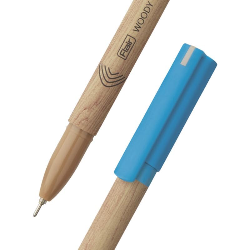 FLAIR Woody Ball Pen Wallet Pack | 0.7 mm Tip Size | Attractive Woody Design | Smooth Ink Flow