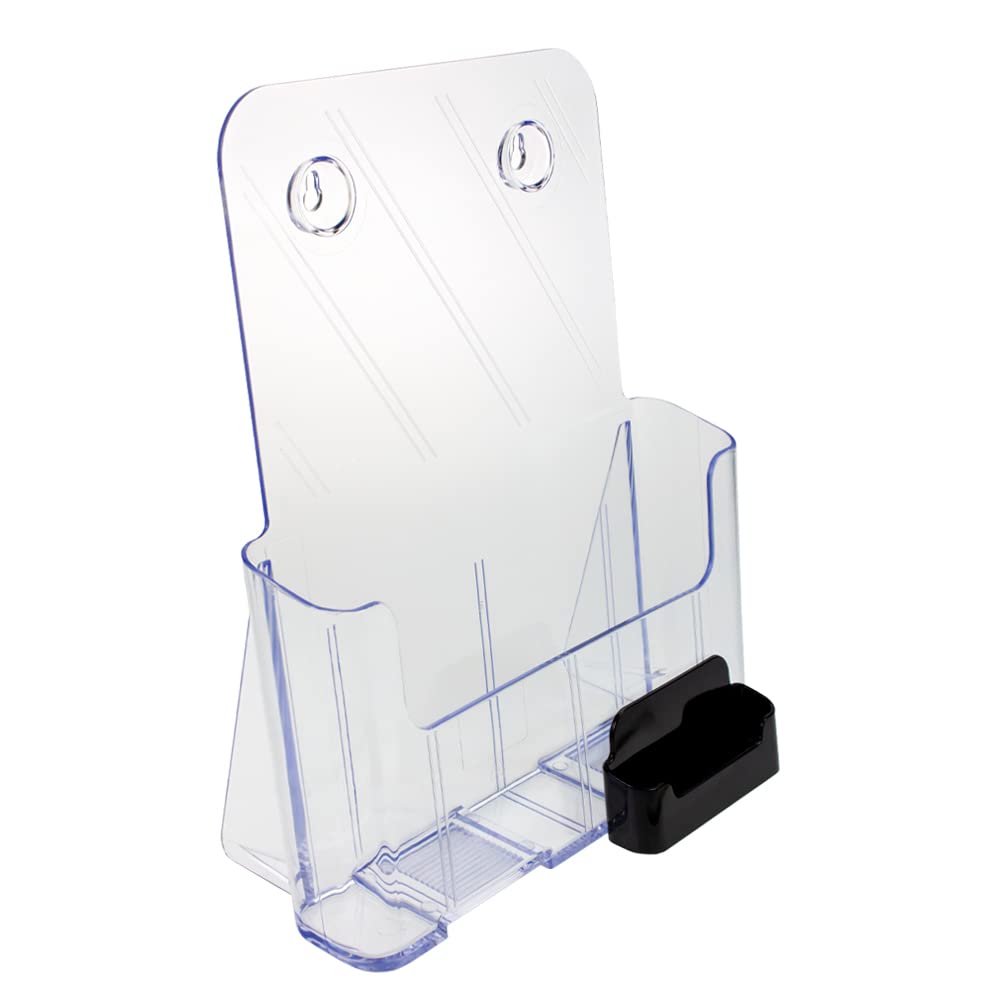 Source One Large Brochure Holder 8.5 x 11 Inches with Business Card Holder (1 Pack, Black)