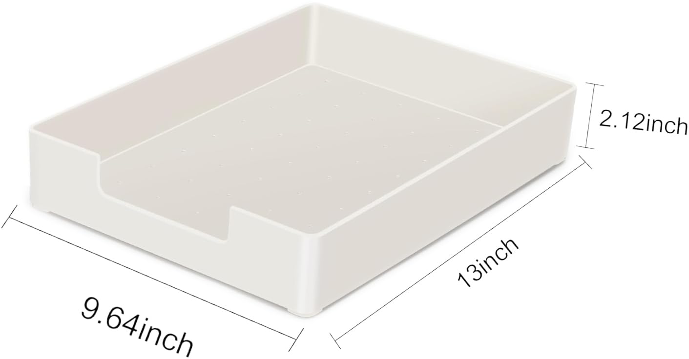 RHONZHAO Stackable Letter Tray, 2 Pack Off-White, Desk Organizer