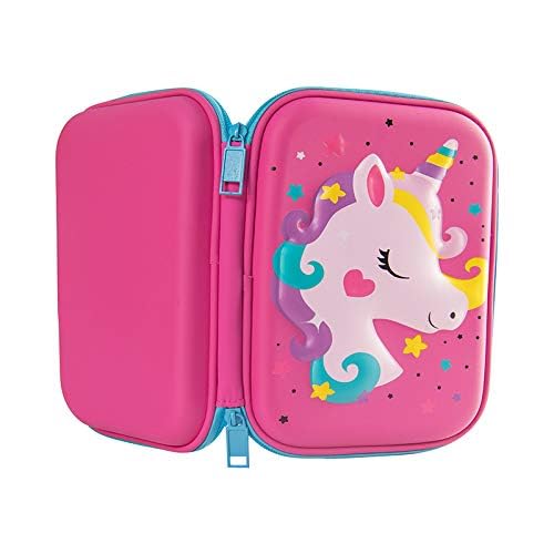 Pencil Case for Girls, 3D Cute EVA Unicorn Pen Pouch Stationery Box Anti-Shock Large Capacity