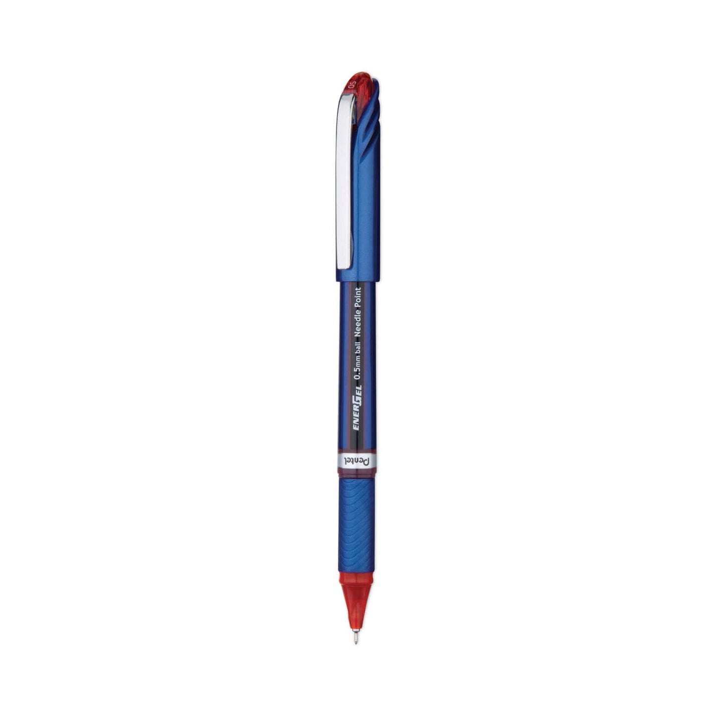 Pentel ENER-GEL NV Liquid Gel Pen, 0.5mm, Fine Line Capped, Needle Tip, Red Ink, Box of 12 (BLN25-B)