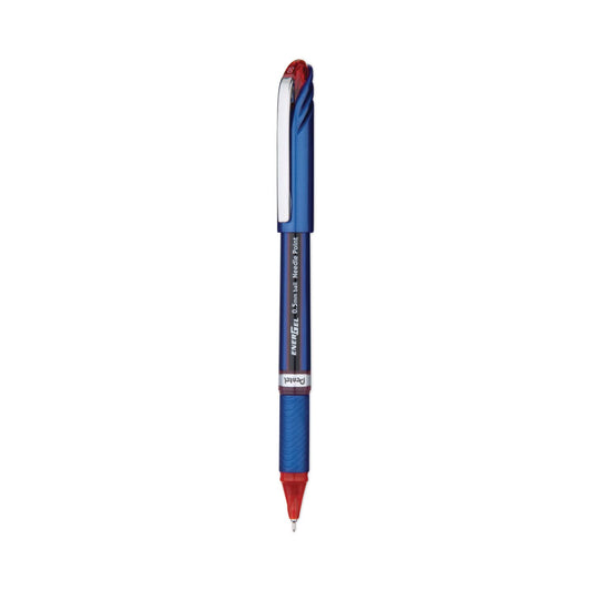 Pentel ENER-GEL NV Liquid Gel Pen, 0.5mm, Fine Line Capped, Needle Tip, Red Ink, Box of 12 (BLN25-B)