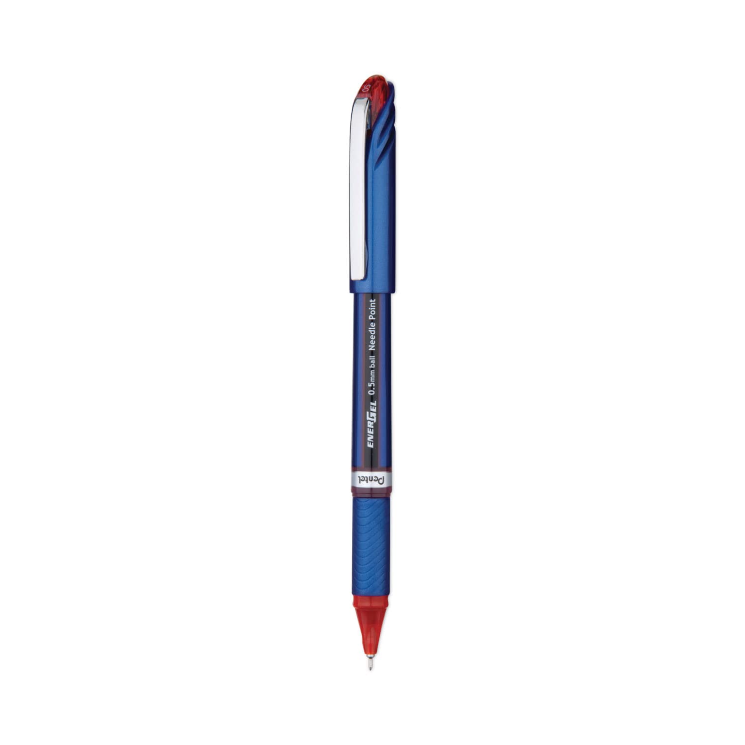Pentel ENER-GEL NV Liquid Gel Pen, 0.5mm, Fine Line Capped, Needle Tip, Red Ink, Box of 12 (BLN25-B)