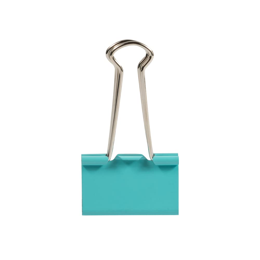 JAM PAPER Colorful Binder Clips - Large - 1 1/2 Inch (41 mm) - Teal Binderclips - 12/Pack