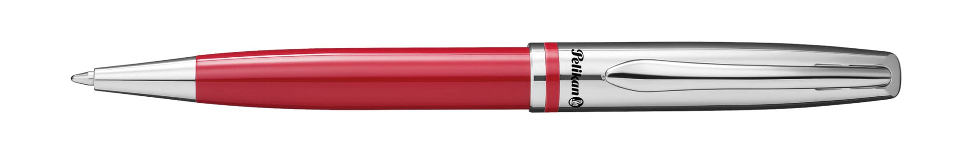 Pelikan Jazz Classic Ballpoint Pen, Medium Nib, Blue Ink Refill Included, Metal, Red, Boxed, 1 Each