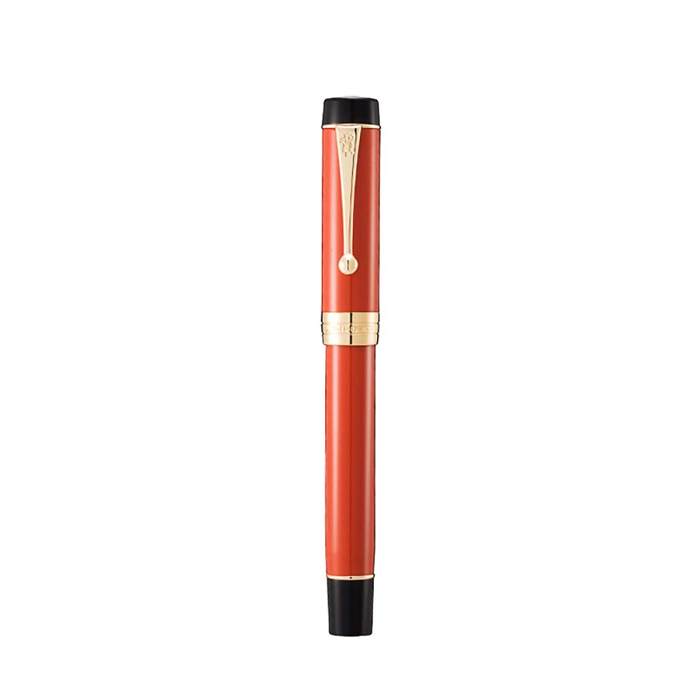 Jinhao 100 Classic Fountain Pen Orange Red Celluloid, Extra Fine Nib with Converter and Pen Case Set