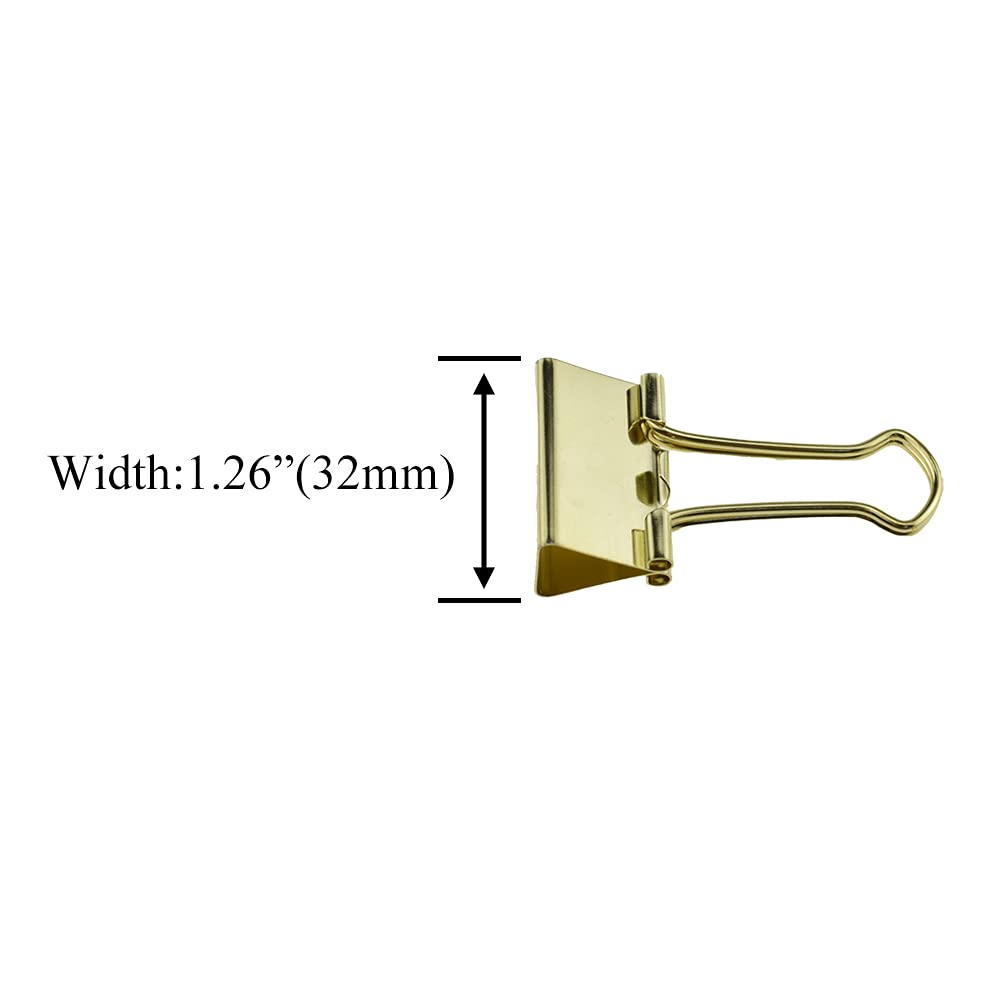 HAHIYO Binder Clips Paper Clamps Spring Steel Sturdy Medium 1.26 inches Width 0.39 Inch Capacity No