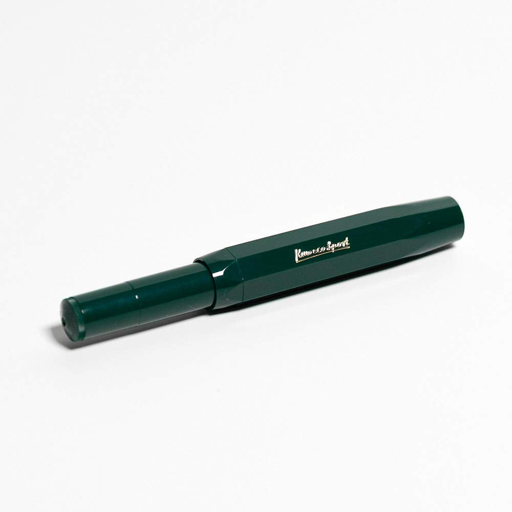 Kaweco Sport Classic Fountain Pen Green, Fine Nib Sport Octagonal Clip Gold