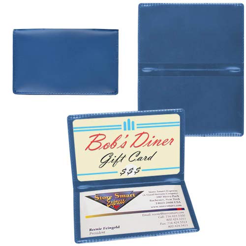 StoreSMART Metallic Blue Folding Business Card Holders - 50 Pack - Polypropylene Plastic