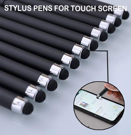 MiSiBao 0.7mm Black Ink Gel Ink Rollerball Pens 2 in 1 Medium Point Pens with Stylus Work Pen