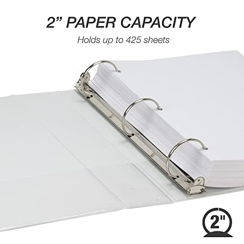 Samsill 2 Inch 3 Ring Binders, Economy Round Ring, Clear View Cover, 425 Sheet Capacity - for