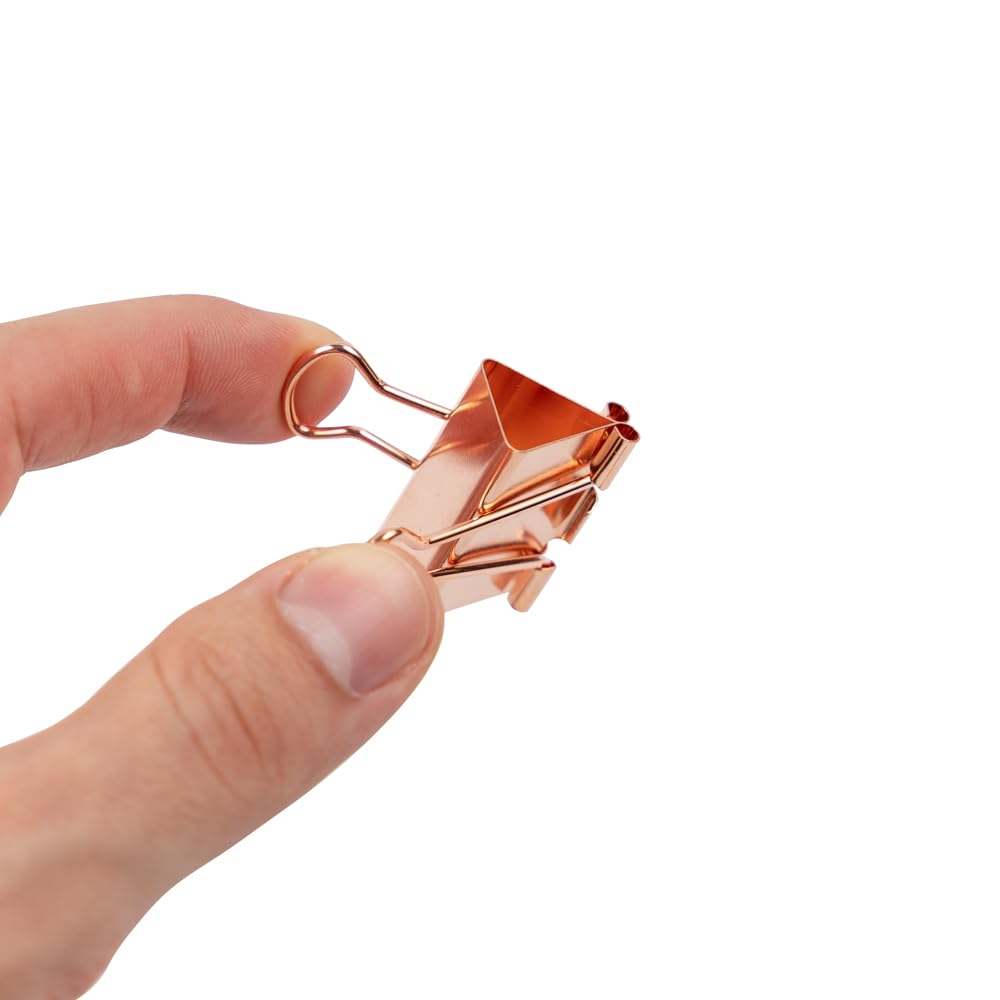 JAM PAPER Colorful Binder Clips - Medium - 1 1/4 Inch (32 mm) - Rose Gold Binderclips - 15/Pack